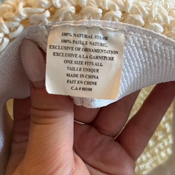 Natural straw white floppy hat - Picture 4 of 4